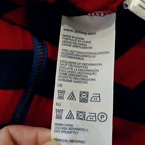 Tommy Hilfiger Striped Sweater Side Zipper Red Navy Preppy Womens Size Medium - Picture 11 of 11